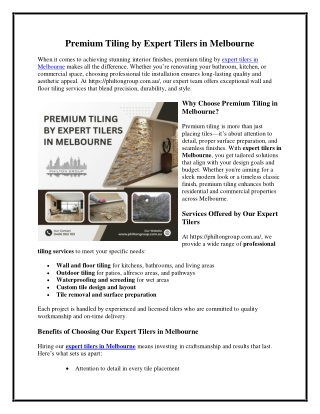 Premium Tiling by Expert Tilers in Melbourne