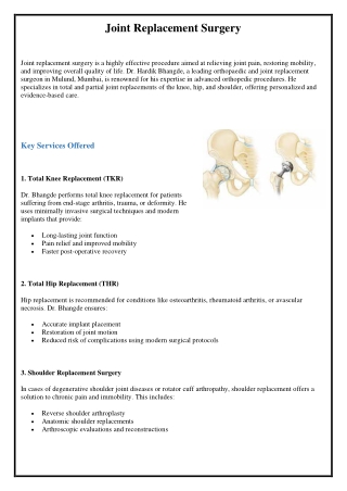 Joint Replacement Surgery-Dr. Hardik Bhangde