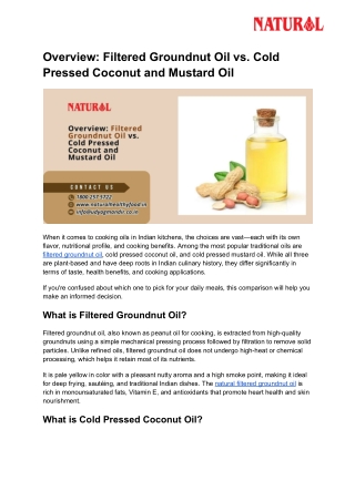 Overview_ Filtered Groundnut Oil vs. Cold Pressed Coconut and Mustard Oil