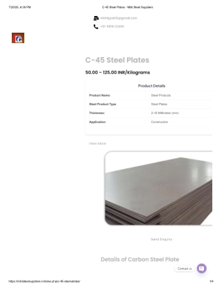 C-45 & Carbon Steel Plate Suppliers in Delhi & Uttarakhand