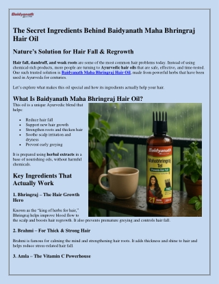 Discover the Power of Ayurveda with Baidyanath Maha Bhringraj Hair Oil