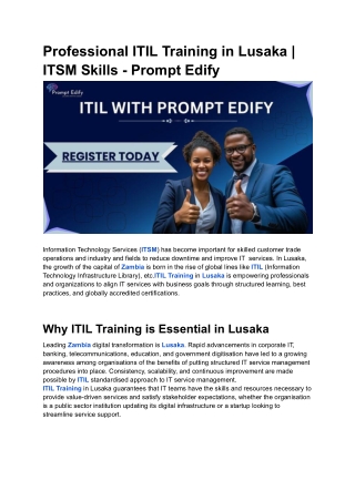 Professional ITIL Training in Lusaka _ ITSM Skills - Prompt Edify