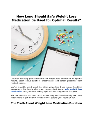 How Long Should Safe Weight Loss Medication Be Used for Optimal Results