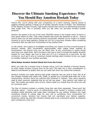 Discover the Ultimate Smoking Experience: Why You Should Buy Amotion Hookah Toda