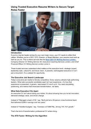 Using Trusted Executive Resume Writers to Secure Target Roles Faster