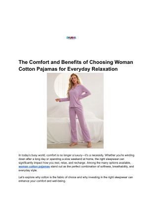 Comfort and Benefits of Choosing Woman Cotton Pajamas for Everyday Relaxation