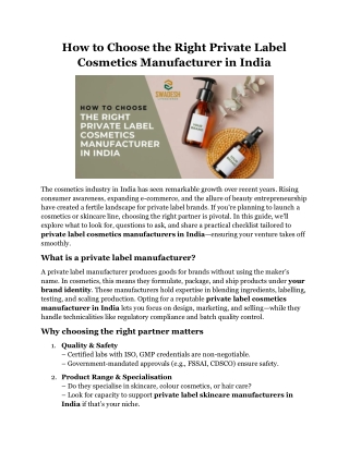 How to Choose the Right Private Label Cosmetics Manufacturer in India