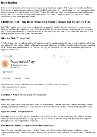 Climbing High: The Importance of a Pikler Triangle Set for Active Play