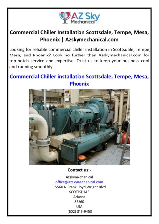 Commercial Chiller Installation Scottsdale, Tempe, Mesa, Phoenix | Azskymechanic