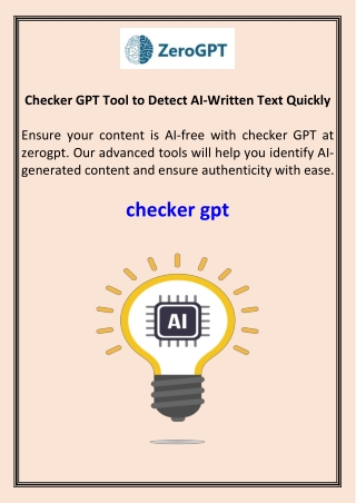 Checker GPT Tool to Detect AI Written Text Quickly