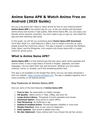 Anime Sama APK & Watch Anime Free on Android (2025 Guide)