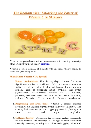 Clarifying Vitamin C Benefits for Radiant Skin