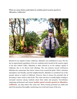 What are some duties undertaken by mobile patrol security guards in Alhambra, California