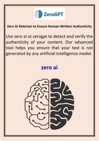 Zero AI Detector to Ensure Human Written Authenticity