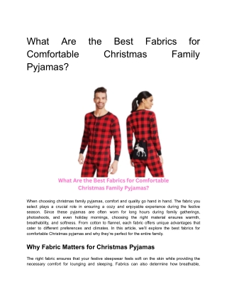 What Are the Best Fabrics for Comfortable Christmas Family Pyjamas?