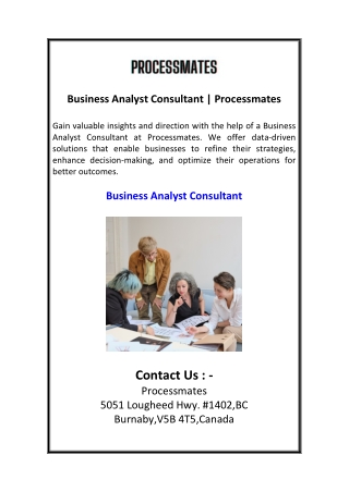 Business Analyst Consultant  Processmates