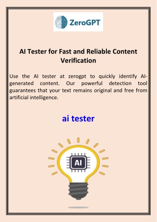 AI Tester for Fast and Reliable Content Verification