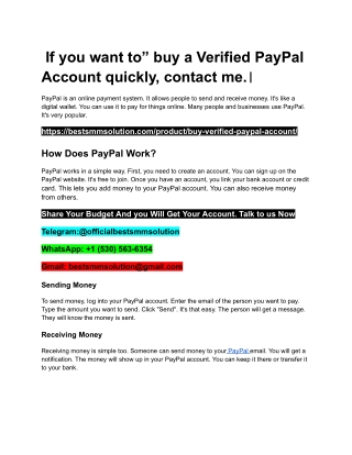 _If you want to” buy a Verified PayPal Account quickly, contact me.।