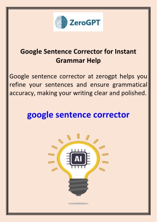 Google Sentence Corrector for Instant Grammar Help