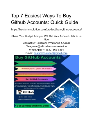 Top 7 Easiest Ways To Buy Github Accounts_ Quick Guide