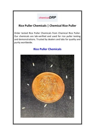 Rice Puller Chemicals  Chemical Rice Puller