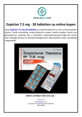 Zopiclon 7,5 mg - 30 tabletten nu online kopen