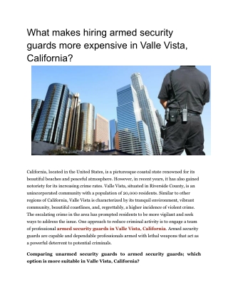 What makes hiring armed security guards more expensive in Valle Vista, California