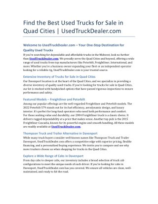 Affordable Used Trucks in Davenport | 2022 Peterbilt 579 & Freightliner Deals
