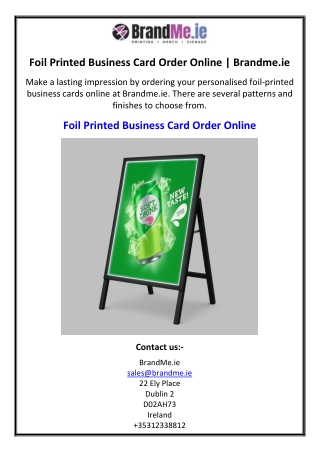 Foil Printed Business Card Order Online | Brandme.ie