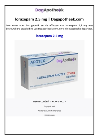 lorazepam 2.5 mg | Dagapotheek.com