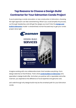 Top Reasons to Choose a Design‑Build Contractor for Your Edmonton Condo Project