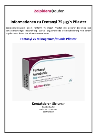 Informationen zu Fentanyl 75 µg/h Pflaster