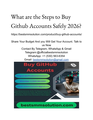 What are the Steps to Buy Github Accounts Safely 2026