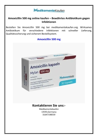 Amoxicillin 500 mg online kaufen – Bewährtes Antibiotikum gegen Infektionen