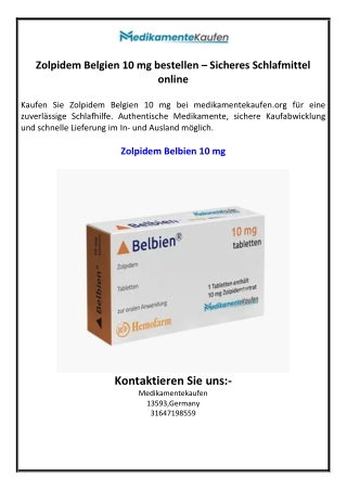 Zolpidem Belgien 10 mg bestellen – Sicheres Schlafmittel online