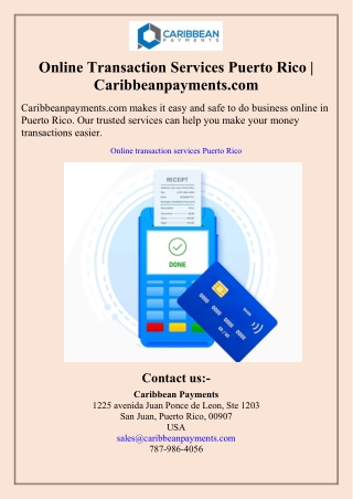 Online Transaction Services Puerto Rico  Caribbeanpayments.com