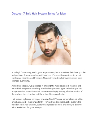 Discover 7 Bold Hair System Styles for Men