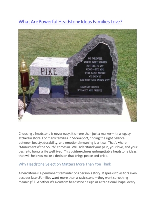 What Are Powerful Headstone Ideas Families Love