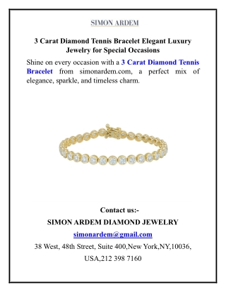 3 Carat Diamond Tennis Bracelet Elegant Luxury Jewelry for Special OccasionsShin