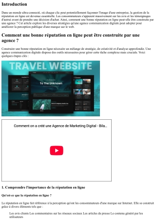 Comment une bonne réputation en ligne peut être construite par une agence ?