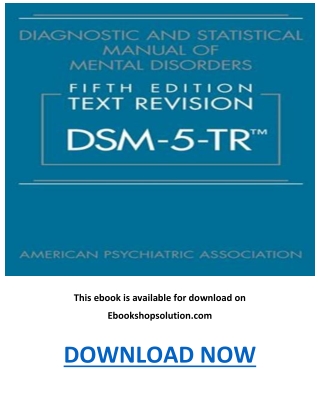 Diagnostic and Statistical Manual of Mental Disorders 5th Edition PDF