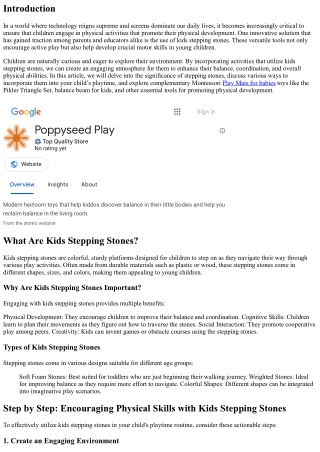 Step by Step: Encouraging Physical Skills with Kids Stepping Stones