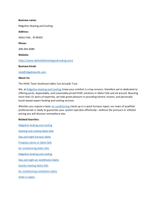 Ridgeline Heating and Cooling