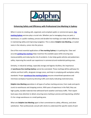Enhancing Safety and Efficiency with Professional Line Marking in Sydney