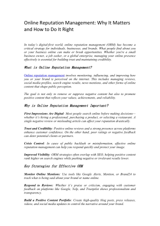 Online Reputation Management Pricing | ObiyanInfotech.com