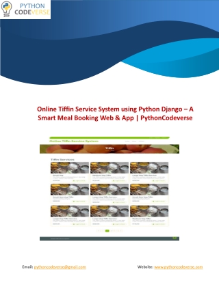 Online Tiffin Service System using Python Django