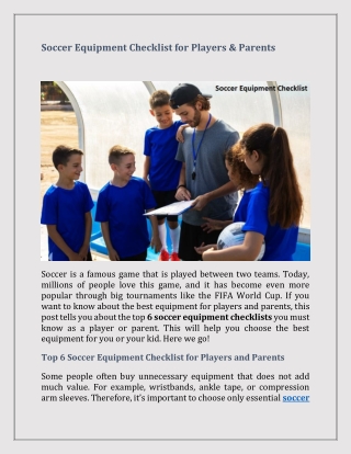 Soccer Equipment Checklist for Players & Parents