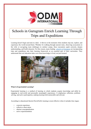 Schools in Gurugram Enrich Learning Through Trips and Expeditions