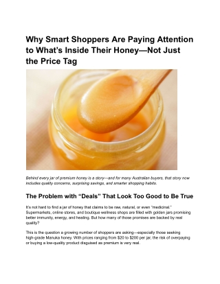 Why Smart Shoppers Are Paying Attention to What’s Inside Their Honey—Not Just the Price Tag