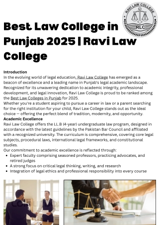 Best Law College in Punjab 2025 | Ravi Law College
